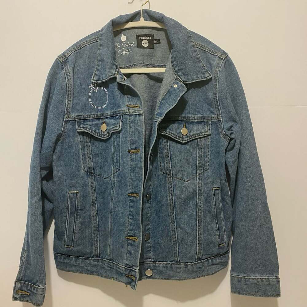 Boohoo Denim Jacket Size 6 Blue Cotton Button Front